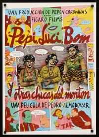 5j123 PEPI, LUCI, BOM Spanish 20x28 '80 Pedro Almodovar, cool artwork by Ceesepe!