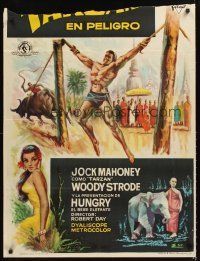 5j140 TARZAN'S THREE CHALLENGES Spanish '63 Edgar Rice Burroughs, artwork of bound Jock Mahoney!