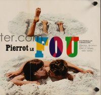 5j056 PIERROT LE FOU 2-sided Japanese 10x21 '65 Godard, painted Jean-Paul Belmondo, Anna Karina!