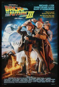 5k051 BACK TO THE FUTURE III DS 1sh '90 Michael J. Fox, Chris Lloyd, Zemeckis, Drew Struzan art!