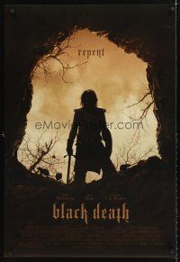5k085 BLACK DEATH DS 1sh '10 Sean Bean, Eddie Redmayne, wild image of man w/sword, Repent!