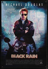 5k086 BLACK RAIN 1sh '89 Ridley Scott, Michael Douglas is an American cop in Japan!