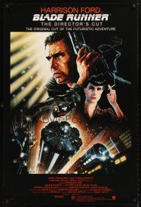 5k090 BLADE RUNNER int'l 1sh R92 Ridley Scott sci-fi classic, art of Harrison Ford by John Alvin!