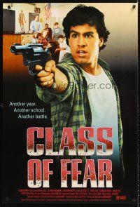 5k136 CLASS OF FEAR video 1sh '92 Don Murphy, wild image of student with gun!