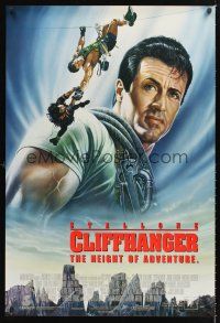 5k138 CLIFFHANGER int'l DS 1sh '93 mountain climber Sylvester Stallone, the height of adventure!