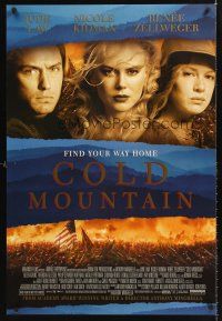 5k141 COLD MOUNTAIN DS 1sh '03 Jude Law, Nicole Kidman, Renee Zellweger, U.S. Civil War!