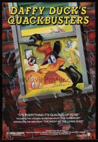 5k154 DAFFY DUCK'S QUACKBUSTERS 1sh '88 Mel Blanc, great cartoon art of Looney Tunes characters!