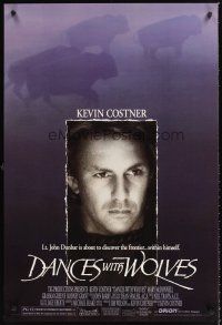 5k157 DANCES WITH WOLVES DS 1sh '90 cool image of Kevin Costner & buffalo!