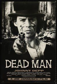 5k168 DEAD MAN DS 1sh '96 great image of Johnny Depp pointing gun, Jim Jarmusch weird western!