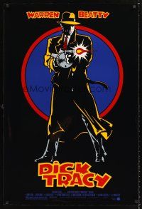 5k183 DICK TRACY DS 1sh '90 cool art of Warren Beatty with tommy gun!