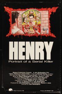 5k307 HENRY: PORTRAIT OF A SERIAL KILLER banned 1sh '89 best completely different art by Coleman!