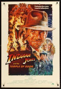 5k357 INDIANA JONES & THE TEMPLE OF DOOM 1sh '84 adventure is Harrison Ford's name!