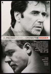5k370 INSIDER int'l DS 1sh '99 Christopher Plummer, cool image of Al Pacino & Russell Crowe!