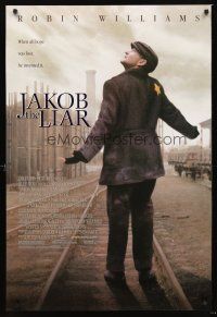 5k405 JAKOB THE LIAR DS 1sh '99 Robin Williams in eastern Europe Jewish ghetto during WWII!