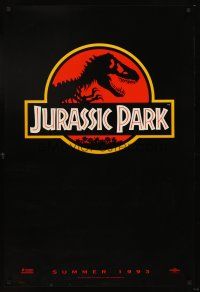 5k431 JURASSIC PARK red teaser 1sh '93 Steven Spielberg, Richard Attenborough re-creates dinosaurs!