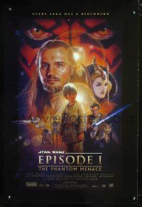 5k567 PHANTOM MENACE DS style B 1sh '99 George Lucas, Star Wars Episode I, art by Drew Struzan!