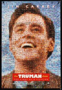 5k755 TRUMAN SHOW teaser DS 1sh '98 really cool mosaic art of Jim Carrey, Peter Weir