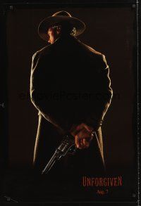 5k766 UNFORGIVEN dated teaser 1sh '92 classic image of gunslinger Clint Eastwood with back turned!