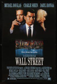 5k778 WALL STREET 1sh '87 Michael Douglas, Charlie Sheen, Daryl Hannah, Oliver Stone!