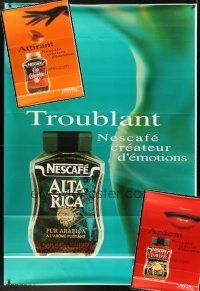 5m038 LOT OF 3 FORMERLY FOLDED ADVERTISING FRENCH ONE-PANELS '00s Nescafe instant coffee!