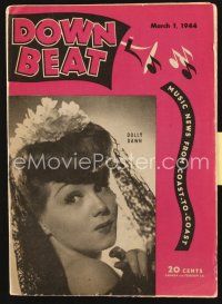 5m145 DOWN BEAT magazine March 1, 1944 head & shoulders portrait of pretty Dolly Dawn!