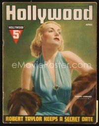 5m087 HOLLYWOOD magazine April 1937 incredible portrait of beautiful Carole Lombard!