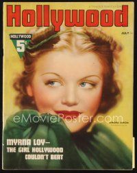 5m090 HOLLYWOOD magazine July 1937 great head & shoulders portrait of sexy Simone Simon!