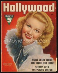 5m088 HOLLYWOOD magazine May 1937 great head & shoulders portrait of pretty Ginger Rogers!