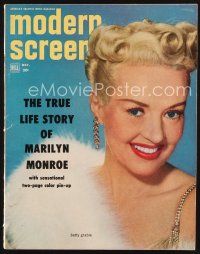 5m083 MODERN SCREEN magazine December 1952 portrait of Betty Grable, Marilyn Monroe's true story!