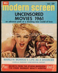 5m084 MODERN SCREEN magazine October 1961 Marilyn Monroe's life as a divorcee, Uncensored movies!