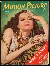 5m107 MOTION PICTURE magazine June 1934 artwork of sexy seductive Sylvia Sidney by Marland Stone!