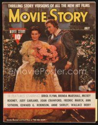 5m119 MOVIE STORY magazine July 1940 c/u of Errol Flynn & Brenda Marshall in The Sea Hawk!