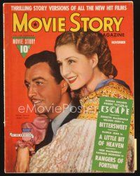 5m123 MOVIE STORY magazine November 1940 Robert Taylor & Norma Shearer in Escape!