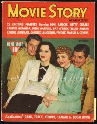 5m122 MOVIE STORY magazine October 1940 Gable, Spencer Tracy, Colbert & Hedy Lamarr in Boom Town!