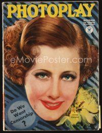 5m077 PHOTOPLAY magazine October 1934 great artwork of pretty Irene Dunne by Earl Christy!