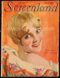 5m132 SCREENLAND magazine April 1928 great artwork of pretty Ruth Taylor by Anita Parkhurst!