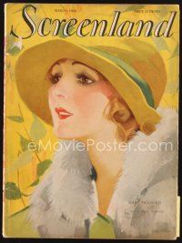 5m131 SCREENLAND magazine March 1928 artwork of beautiful Mary Pickford by Anita Parkhurst!