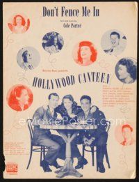 5m278 HOLLYWOOD CANTEEN sheet music '44 Don't Fence Me In. lyrics & music by Cole Porter!