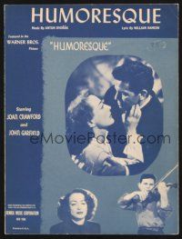 5m280 HUMORESQUE sheet music '46 Joan Crawford loves violinist John Garfield, the title song!