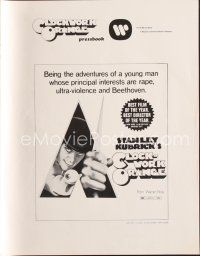 5m337 CLOCKWORK ORANGE pressbook '72 Stanley Kubrick classic, Malcolm McDowell