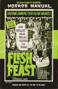 5m352 FLESH FEAST pressbook '70 cheesy horror starring Veronica Lake, of all people!