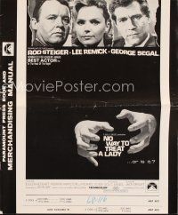 5m387 NO WAY TO TREAT A LADY pressbook '68 Rod Steiger, Lee Remick & George Segal!