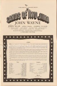 5m407 SANDS OF IWO JIMA pressbook R50s World War II United States Marine Corps soldier John Wayne!