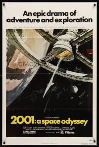 5p013 2001: A SPACE ODYSSEY 1sh R80 Stanley Kubrick, art of space wheel by Bob McCall!