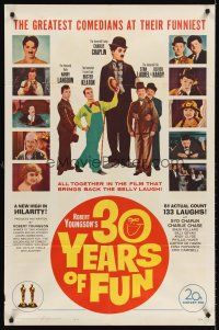 5p016 30 YEARS OF FUN 1sh '63 Charlie Chaplin, Buster Keaton, Laurel & Hardy, Harry Langdon!