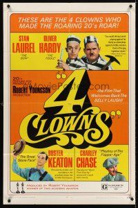 5p017 4 CLOWNS 1sh '70 Stan Laurel & Oliver Hardy, Buster Keaton, Charley Chase!