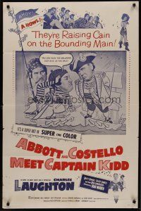 5p023 ABBOTT & COSTELLO MEET CAPTAIN KIDD 1sh R60 art of pirates Bud & Lou with Charles Laughton!
