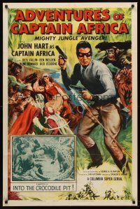 5p034 ADVENTURES OF CAPTAIN AFRICA chapter 4 1sh '55 serial, John Hart, Into the Crocodile Pit!