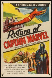 5p035 ADVENTURES OF CAPTAIN MARVEL 1sh R53 Tom Tyler serial, Return of Captain Marvel!