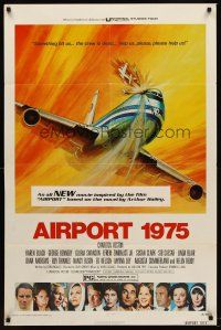 5p040 AIRPORT 1975 1sh '74 Charlton Heston, Karen Black, G. Akimoto aviation accident art!